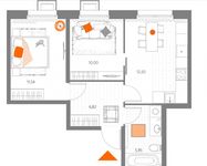 Планировка 2-комнатной квартиры, 46,77 м2