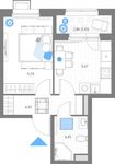 Планировка 1-комнатной квартиры, 31,59 м2