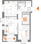 Планировка 2-комнатной квартиры, 50,02 м2