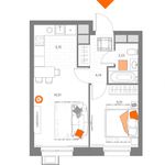 Планировка 2-комнатной квартиры, 38,39 м2