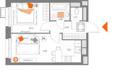 Планировка 2-комнатной квартиры, 35,92 м2