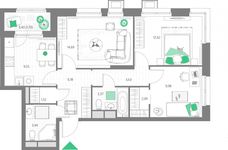 Планировка 3-комнатной квартиры, 69,27 м2