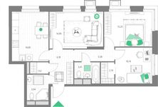 Планировка 3-комнатной квартиры, 73,1 м2