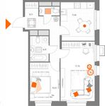 Планировка 2-комнатной квартиры, 53,51 м2