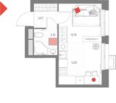 Планировка 1-комнатной квартиры, 24,83 м2