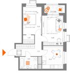 Планировка 2-комнатной квартиры, 52,4 м2