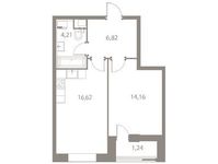 Планировка 2-комнатной квартиры, 43,3 м2