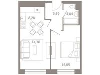 Планировка 2-комнатной квартиры, 46,88 м2