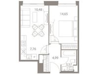 Планировка 2-комнатной квартиры, 41,45 м2