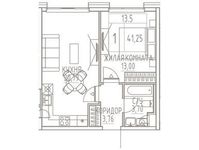 Планировка 1-комнатной квартиры, 41,25 м2