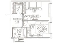 Планировка 1-комнатной квартиры, 39,82 м2