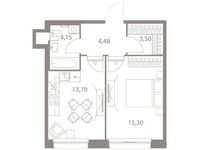 Планировка 1-комнатной квартиры, 41,13 м2