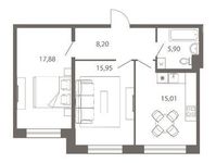 Планировка 2-комнатной квартиры, 62,94 м2
