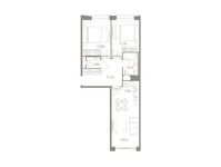 Планировка 3-комнатной квартиры, 63,56 м2