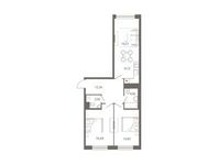 Планировка 3-комнатной квартиры, 76,69 м2