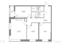 Планировка 4-комнатной квартиры, 92,16 м2
