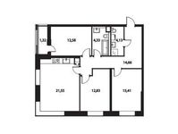 Планировка 4-комнатной квартиры, 89,91 м2