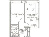 Планировка 2-комнатной квартиры, 41,56 м2