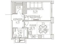 Планировка 1-комнатной квартиры, 39,82 м2