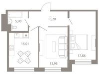 Планировка 2-комнатной квартиры, 62,94 м2