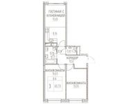 Планировка 3-комнатной квартиры, 65,73 м2