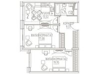 Планировка 2-комнатной квартиры, 64,07 м2