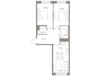 Планировка 3-комнатной квартиры, 70,64 м2