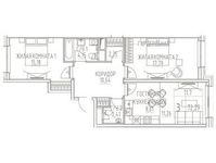 Планировка 3-комнатной квартиры, 72,29 м2