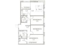 Планировка 4-комнатной квартиры, 108,65 м2