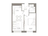 Планировка 2-комнатной квартиры, 45,25 м2