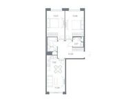 Планировка 3-комнатной квартиры, 68,45 м2