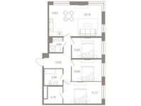 Планировка 4-комнатной квартиры, 108,74 м2