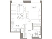 Планировка 2-комнатной квартиры, 41,45 м2