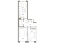 Планировка 3-комнатной квартиры, 63,47 м2