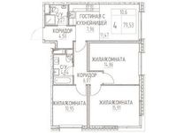 Планировка 4-комнатной квартиры, 79,53 м2