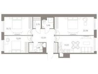 Планировка 3-комнатной квартиры, 95,21 м2