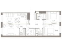 Планировка 4-комнатной квартиры, 96,5 м2