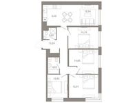 Планировка 5-комнатной квартиры, 107,16 м2