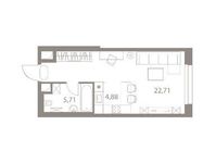 Планировка 1-комнатной квартиры, 33,3 м2