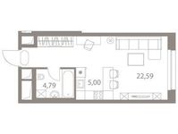 Планировка 1-комнатной квартиры, 32,38 м2