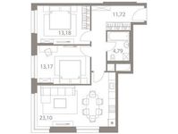 Планировка 2-комнатной квартиры, 65,96 м2
