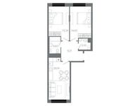 Планировка 3-комнатной квартиры, 68,76 м2