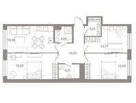Планировка 3-комнатной квартиры, 90,2 м2