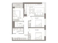 Планировка 4-комнатной квартиры, 88,56 м2
