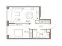 Планировка 2-комнатной квартиры, 48,37 м2