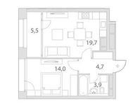 Планировка 1-комнатной квартиры, 47,8 м2