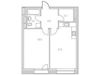 Планировка 1-комнатной квартиры, 51 м2
