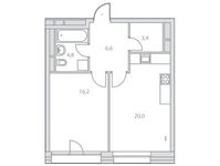 Планировка 1-комнатной квартиры, 54,7 м2