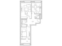Планировка 2-комнатной квартиры, 69,4 м2