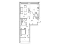 Планировка 2-комнатной квартиры, 72,3 м2
